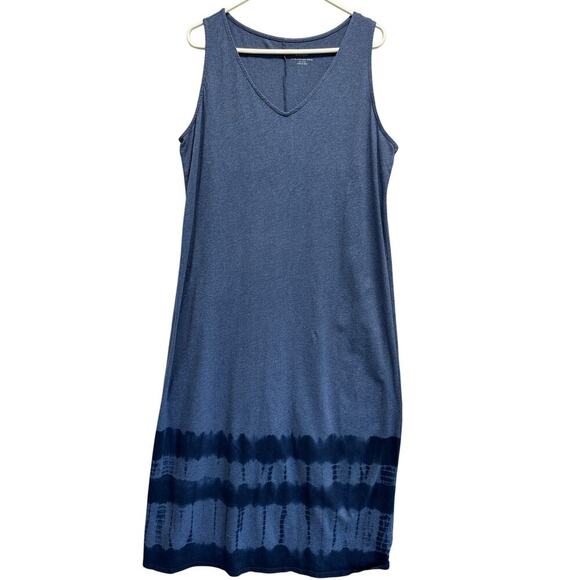 Purejill J.Jill Women Maxi Dress Cotton Knit V Neck Soft Boho  L Cottagecore - Picture 1 of 8